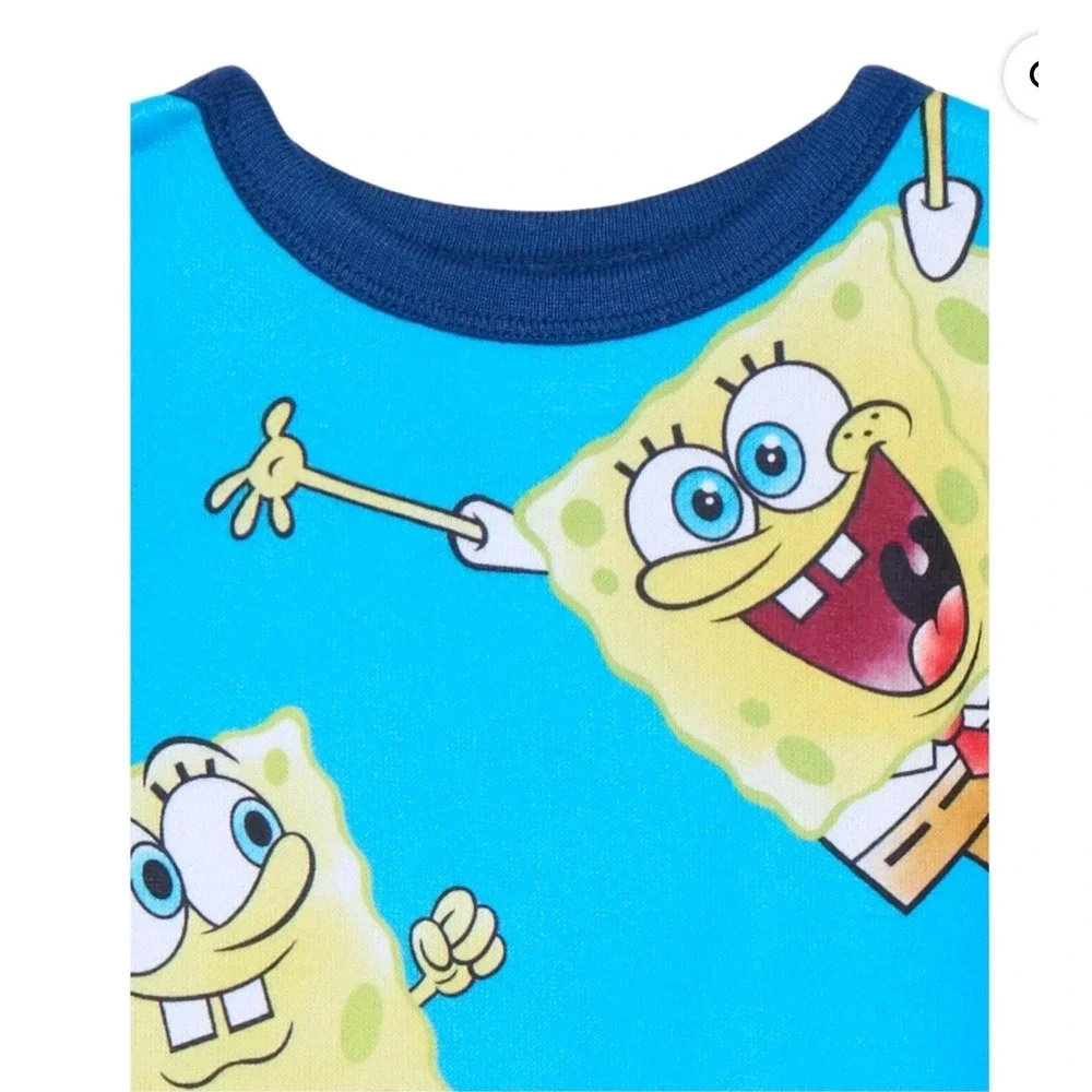 NWT Spongebob Squarepants‎ Boys Pajamas Set Size 8 Blue Long Sleeve Cartoon Gift